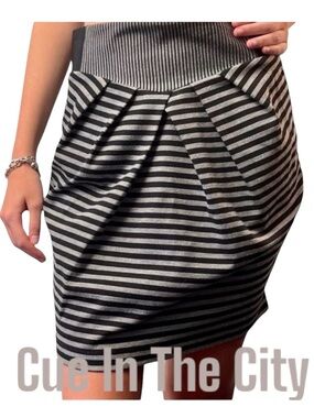 Cue in the City Side Elastic Wide Waist Back Zip Box Pleat Mini Skirt (6)